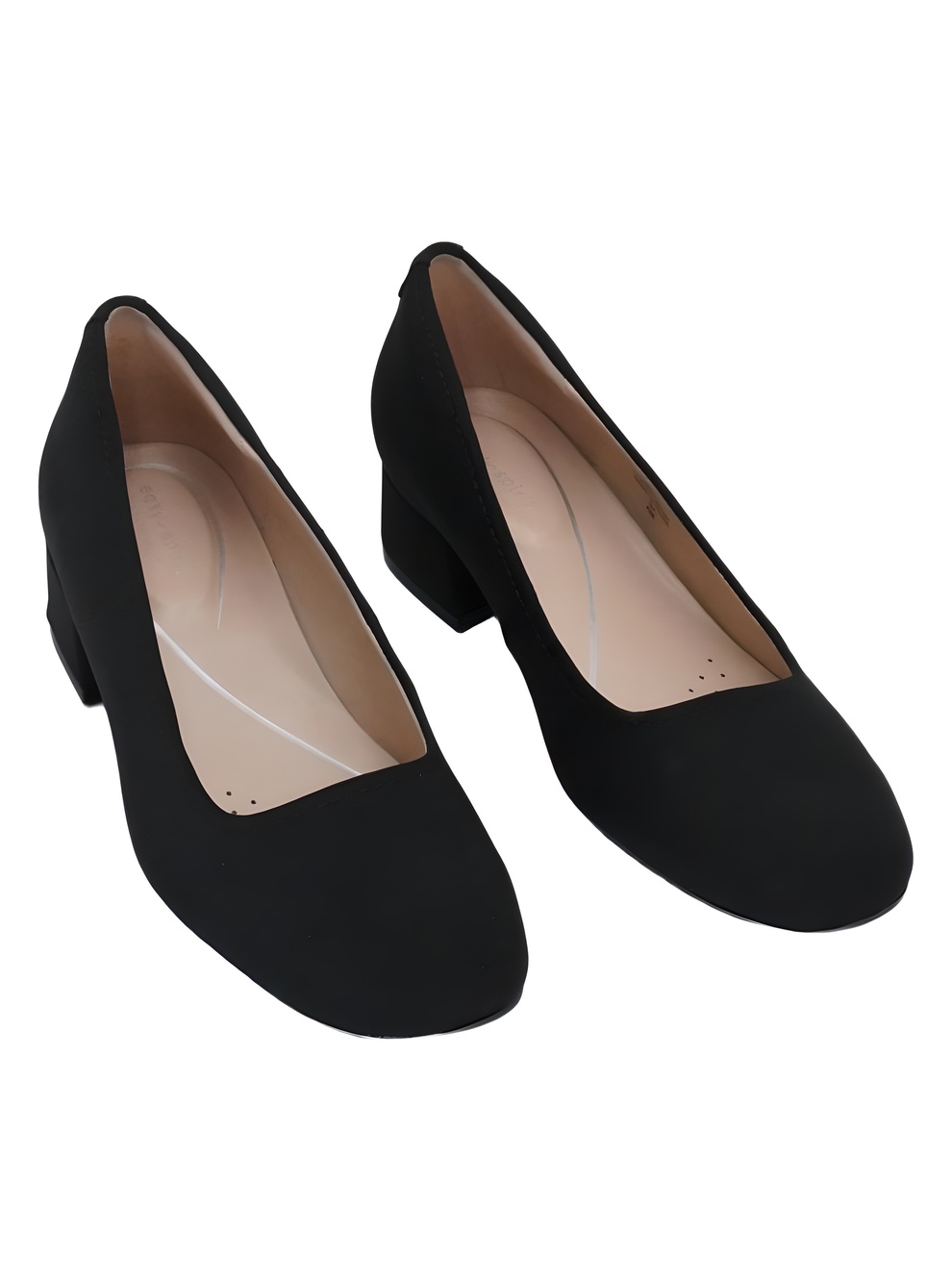 Easy Spirit Womens Jain eFlex Black Textile Low Block Heel Pumps Size 9
